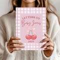 Custom Cherry Gingham Bow Baby Shower Guest Book Letters to Baby Personalized Journal Birthday Letters Girl Pink Gingham Bow Baby Shower