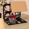 Metal Book Stand Book Reading Holder with Forest and Deer Gift for Students Dorm Metal Desk Organizer Cup and Books Stand Organizer