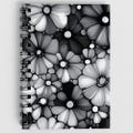 Black & White Floral Notebook with Lined Pages – Alcohol Ink Minimalist Art Junk Journal