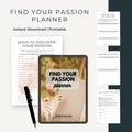 Find Your Passion Planner with Vision Board Mindfulness Mission Statement and Life Purpose Worksheets | Visualization Exercises |  Printable