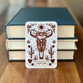 Personalized Ex Libris Bookplate | Southwestern Cow Skull with Florals Cacti & Hearts, 2.75"x4" Set of 15 peel and stick adhesive labels
