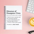 Personalized Director Of Dumpster Fires Definition Notebook, Funny Boss Birthday Gift, Project Manager Thank You Spiral Notebook