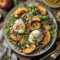 Grilled Peach & Burrata Salad With Honey-Thyme Dressing – Viral Recipe, Summer Salad, Peach Burrata Recipe, Gourmet Salad Dinner