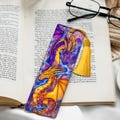 Dragon Bookmark Stained Glass Style Fantasy Accessory Two Colorful Art Gift for Readers Mythical Creature for Book Lovers