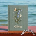 Handmade Floral Wedding Gift Journal, Embroidered Photo Album Notebook, Embroidery Guest Book, Bluebell Daisy Personalized Memory Photo Book