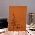 Birth Month Flower Journal, Custom Leather Journal, Engraved Name Notebook, Travel Journal, Birthday Gift, Personalized Journal,Gift for Her