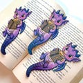 Holographic Cute Dragon Fantasy Bookmark Book Worm Reader Gifts Booktok, Halloween Fall, Bookish
