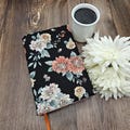 Adjustable Book Cover, Book Sleeve, Book Pouch, Book Accessories, Composition Notebook Cover, Bible Cover -Autumn Bouquet Black-