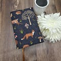 Adjustable Book Cover, Book Sleeve, Book Pouch, Book Accessories, Composition Notebook Cover, Bible Cover -Forest Scenery Charcoal-