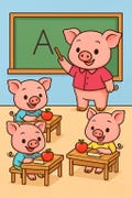 Piglet School Moments Coloring Book + Kids’ Manners Coloring Pages | 18 Pages School Scenes  | A4 & US Letter | 300 DPI Printable