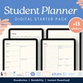 Coastal Student Planner Starter Pack | Daily, Weekly, Monthly + Journal + 15 Bonus Stickers | GoodNotes PDF iPad Template