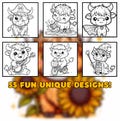 55 Highland Cow Coloring Sheets, Animal Coloring Pages For Kids, Cute Cows, Printable Coloring Sheets, PDF | Digital Download