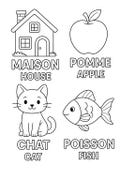 30 Bilingual Educational Coloring Pages | Learn French and English | Printable PDF for Kids | School & Fun Activities