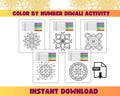 Rangoli Coloring  - Diwali Coloring Pages - Diwali kids Activity- Diwali kids printable - Color by number - Mandala coloring sheet