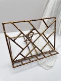 Vintage Gold Painted Cast Metal Book Stand – Folding Cookbook Holder, Faux Bamboo Hollywood Regency Style
