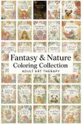 Fantasy & Nature Coloring Collection Adult Art Therapy 68+Book Mega Bundle, Sassy Swear Word Coloring Pages Stress Relief Humor Gift