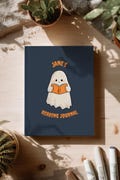 Custom Cute Ghost Reading Journal – Personalized Book Tracker, Spooky Pastel Aesthetic Notebook for Readers, Reading Log for Book Lovers