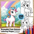 250 Printable Cute Unicorn Coloring Pages – Adorable Fantasy Creatures and Magical Scenes – For Kids – PDF Download