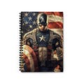 Captain America Notebook, Superhero Journal, Marvel Fan Gift, Spiral Bound Notebook, Patriotic Stationery, Shield Hero Diary, Super Hero
