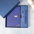 Personalized leather journal gift set, leather notebook set, year-end thank you gift, matching pen, customized graduation gift, new job gift