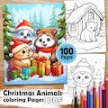 100 Christmas Animal Coloring Pages – Cute Holiday Creatures and Festive Winter Scenes – For Kids – PDF Download