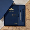 Custom Your Logo Leather Journal Gift Set, Engraved Logo A5 Notebook, Custom Vegan Leather Notebook with Pen, Travel Diary, Corporate Gifts