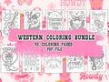 Western Cowgirl Coloring Pages Bundle, 40 Printable Cowgirl Coloring Sheets for Kids & Adults, Instant PDF Download, Procreate Coloring
