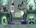 Gothic Baby Shower Junk Journal Paper Kit,  Gothic Ephemera, Scrapbook Pages , Journal Pages/ Set  , Goth Journal.