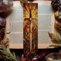 Botanical Sword Stained Glass Bookmark, Unique Botanical Page Marker for Readers, Handmade Gift, Transparent Clear Bookmark