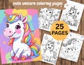 25 Cute Unicorn Coloring Pages for Kids | Printable Unicorn Coloring Book PDF | Fun Activity Sheets for Toddlers, Preschool, Homeschool Use