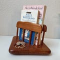 vintage teak wood book holder tray | wooden napkin holder | nightstand trinket tray | genuine teak wood thailand made | kitchen book display