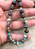 Rare arizona wild horse and blue ridge turquoise designer strand, 9 inch strand