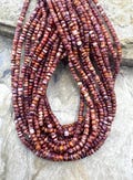 Red and purple spiny oyster 4mm rondelle beads, 16 inch strand