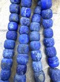 Lapis lazuli (acid washed/matte) 8x10mm drum bead strand, 15.5 inch strand