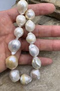 Fresh water big baroque pearls, 13-18mm irregular shape, 9 inch strand/13 pearls