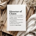 Personalized Director Of Chaos Definition Journal, Funny Manager Gift, For Coworker Hardcover Journal, Work Best Friend Notebook