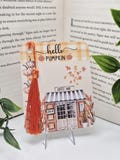 Hello pumpkin large bookmark | Square bookmarks | Autumnal readers | page holder | Fall decor