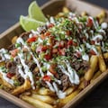 Carne Asada Fries With Cilantro Lime Crema – Viral Recipe, Loaded Mexican Fries, Street Food Snack, Game Day Party Recipe, Air Fryer Recipe