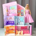 Printable Coloring Dollhouse | Digital File | Barbie House DIY Craft | Foldable Paper Toy | Kids Activity | Playhouse Coloring Pages