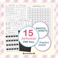 A4 Portrait Color Swatch Chart Printable, Cute Color Swatches Sheets PDF, Marker Color Cards