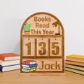 Personalized Book Tracker, Books Read This Year Counter, Mini Wooden Bookshelf Decor, Unique Gift for Readers & Book Lovers