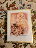 Vintage Antioch Gummed Bookplate Kittens 50 Plates This Book Belongs To USA~Sealed- Long Haired Orange, Golden, Brown Tabby Cats