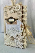 Handmade vintage style journal in creams, beige and white with gold accents