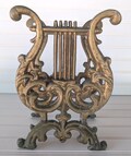 Vintage gold metal open interior Lyre Harp book or sheet music stand, Home Decor, Magazine rack