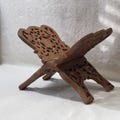 Vintage Hand Carved Floral Wooden Folding Book Bible Magazine Display Holder