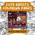 CUTE CHOSTS Cozy and Cute Halloween Bold Coloring Pages - Drawn by hand