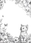 Garden Friends Coloring Pages | Cute Animals, Butterflies and Nature Borders | Printable Journal & Letter Writing Paper | 10-Page PDF
