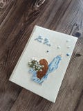 Handmade Embroidered Notebook – Girl with Flowers Journal – Unique Fabric Cover Diary – Gift for Her