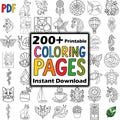 200+ Printable Coloring Pages | Stained Glass Inspired PDF | Instant Download Coloring Book for Adults & Kids