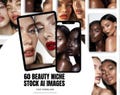 60 Beauty Niche AI Stock Images, Skincare, Makeup, Hair, Self-Care Lifestyle Photos, Digital Download for Marketing, Social Media & Website